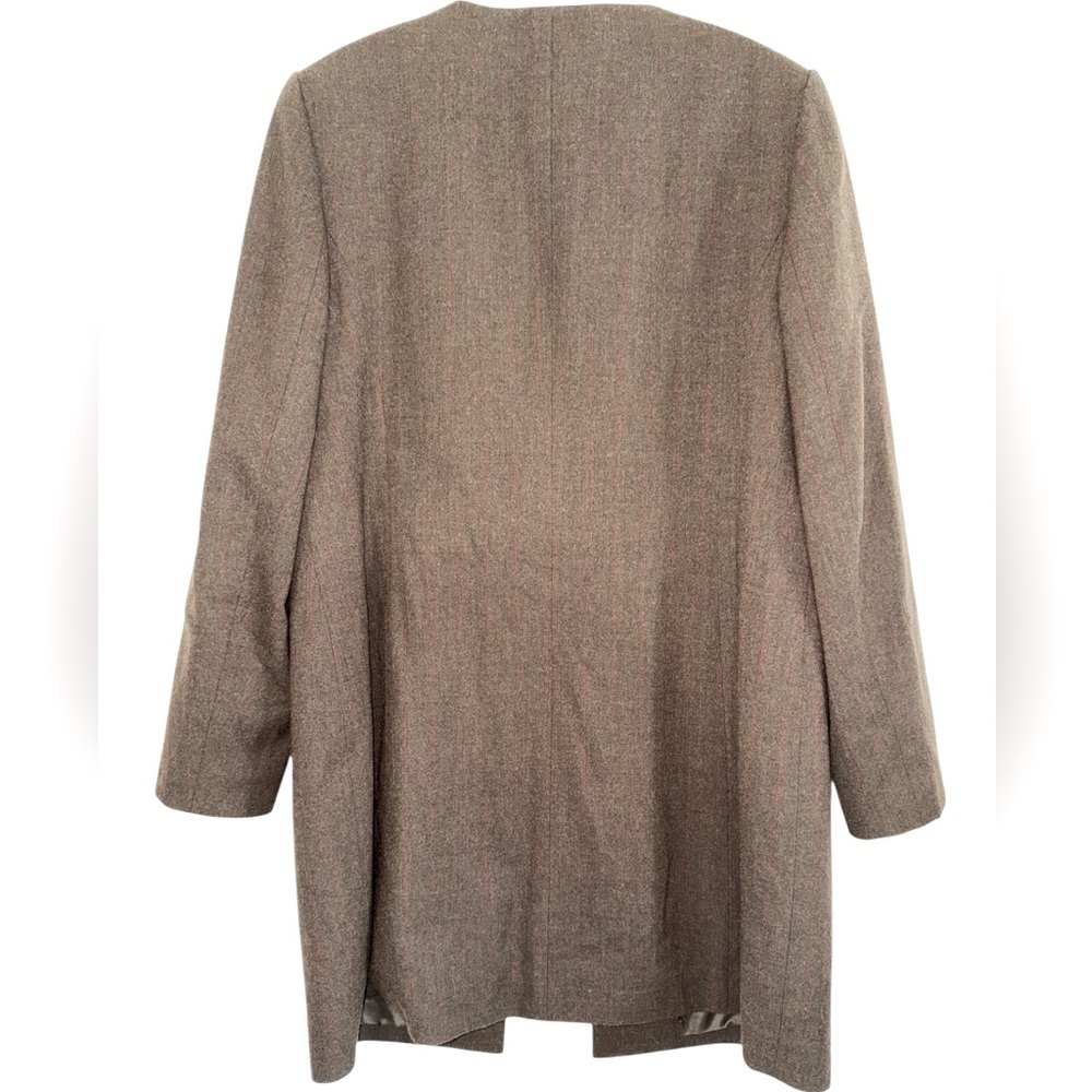 Grace Dane Lewis Brown Striped Long Wool Blend Blazer-like Coat, Size 14 - Picture 3 of 7